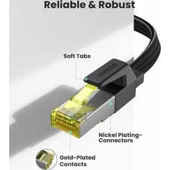 Патч корд UGREEN NW189 мережевий кабель CAT7 10Gbps сумісний із Smart TV, Switch плоский 1 м Black (40159) - зображення 3