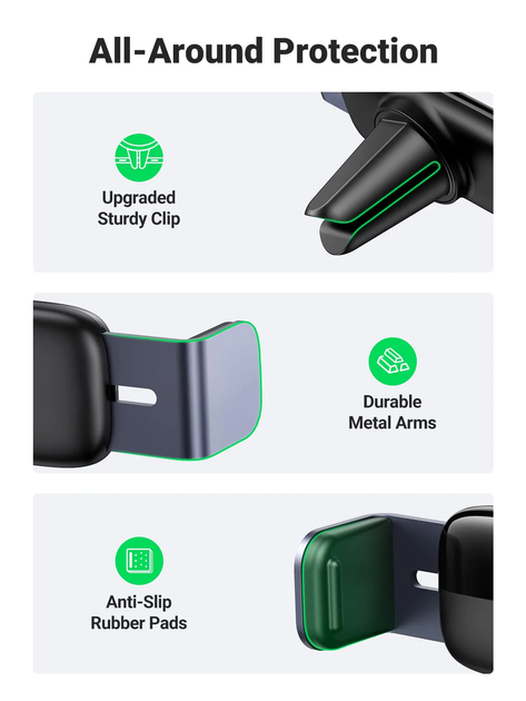 Утримувач для телефону UGREEN LP120 автотримач універсальний 360° Black (10422) - Фото 8 Утримувач для телефону UGREEN LP120 автотримач універсальний 360° Black (10422) - зображення 8