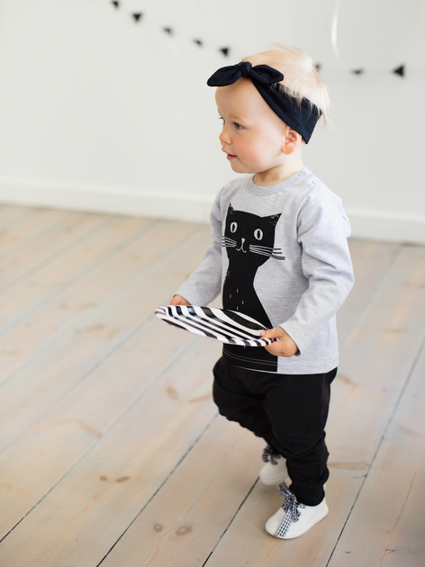 Дитяча футболка з довгими рукавами для дівчинки Pinokio Happy Day Longsleeve Blouse Kitten 80 см Світло-сіра (5901033219122) - зображення 2