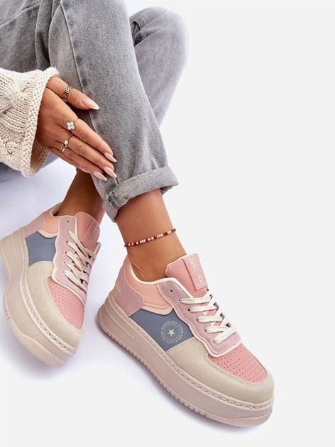 Tenisówki damskie na platformie Big Star MM274233 37 Różowy/Beżowy (5900714690724) - obraz 5