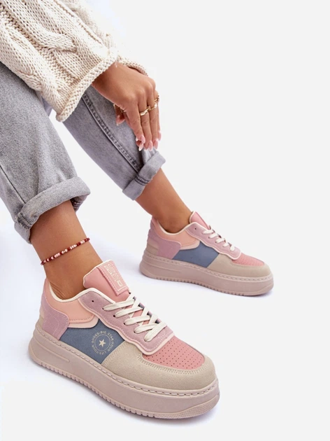 Tenisówki damskie na platformie Big Star MM274233 39 Różowy/Beżowy (5900714690748) - obraz 7