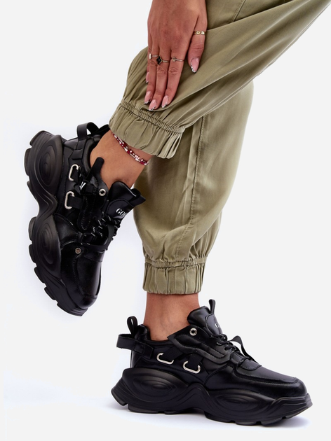 Sneakersy damskie na wysokiej platformie GOE MM2N4014 38 Czarne (5905677886580) - obraz 5