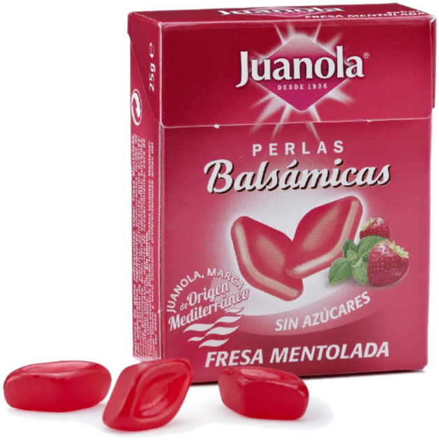 Suplement diety Juanola Strawberry Menthol Balsamic pearls 25 g (8430992990874) - obraz 1