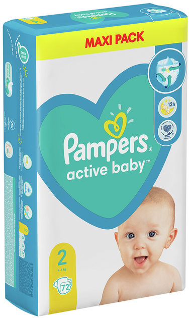 Pieluchy Pampers Active Baby Rozmiar 2 (4-8 kg) 72 szt (8006540032848) - obraz 1