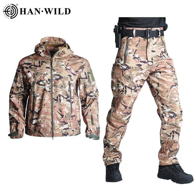 Тактический военный зимний коcтюм HAN WILD Soft Shell Multicam Куртка флисовая и флисовые штаны софтшелл 2XL Мультикам HWM0026800099-3 - изображение 2
