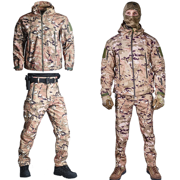 Тактичний військовий зимовий костюм HAN WILD Soft Shell Multicam Куртка флісова та флісові штани софтшелл XL Мультикам HWM0026800099-2 - зображення 1