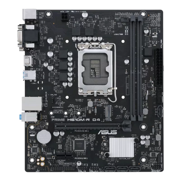 Материнська плата Asus PRIME H610M-R D4-SI Socket 1700/Intel/MicroATX/1хHDMI/VGA/DVI-D - зображення 2