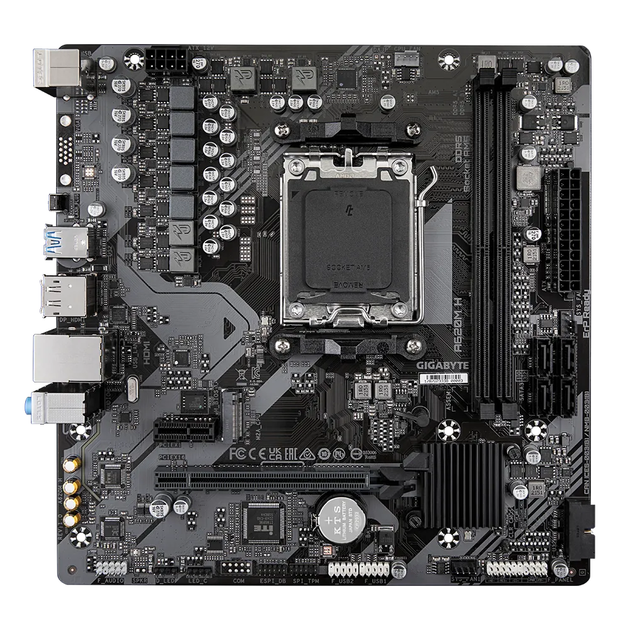 Материнська плата Gigabyte A620M H Socket AM5/AMD/MicroATX/1хHDMI/1хDisplayPort - Фото 2 Материнська плата Gigabyte A620M H Socket AM5/AMD/MicroATX/1хHDMI/1хDisplayPort - зображення 2