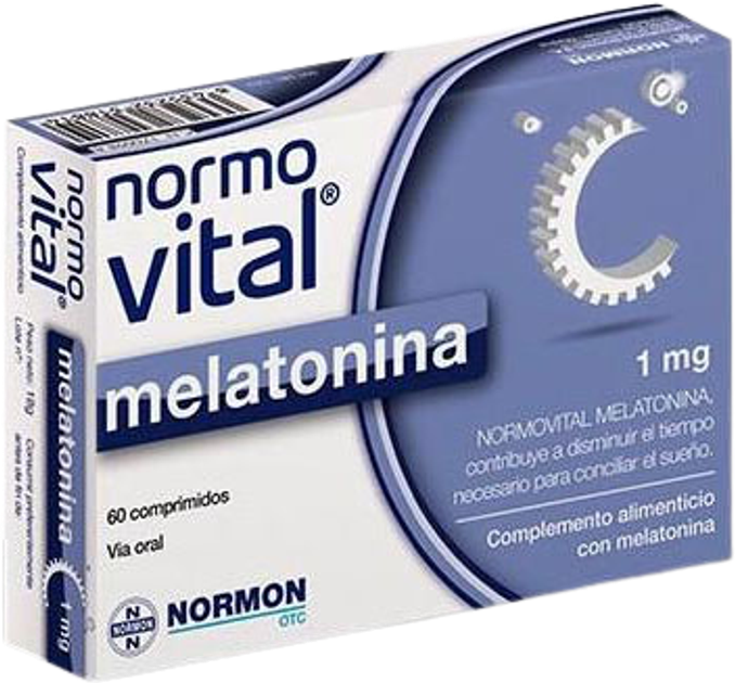 Naturalny suplement Laboratorium. Normon Normovital Melatonina 1 mg 60 tabletek (8435232318814) - obraz 1