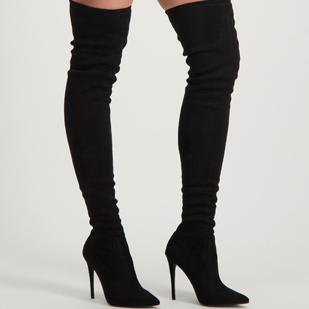 Muszkieterki damskie zamszowe Steve Madden Dominique Boot SM11000128-001 38 23.8 cm Czarne (8719484526259) - obraz 6