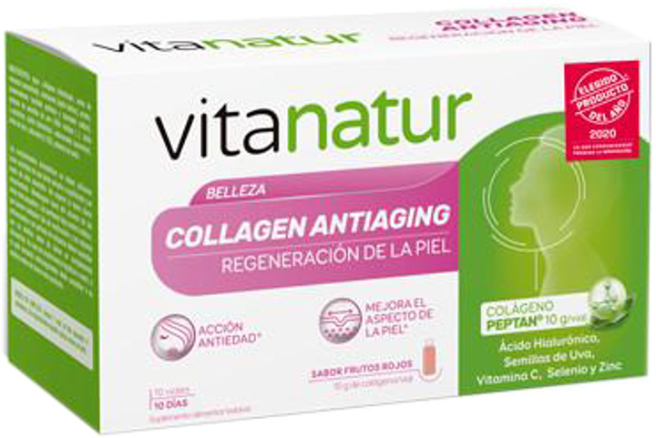 Suplement diety Diafarm Vitanatur Collagen Antiaging 10 fiolek (8424657742823) - obraz 1