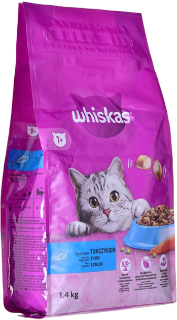 Sucha karma dla kotów Whiskas Tunczyk z warzywami 1.4 kg (5900951304347) - obraz 2