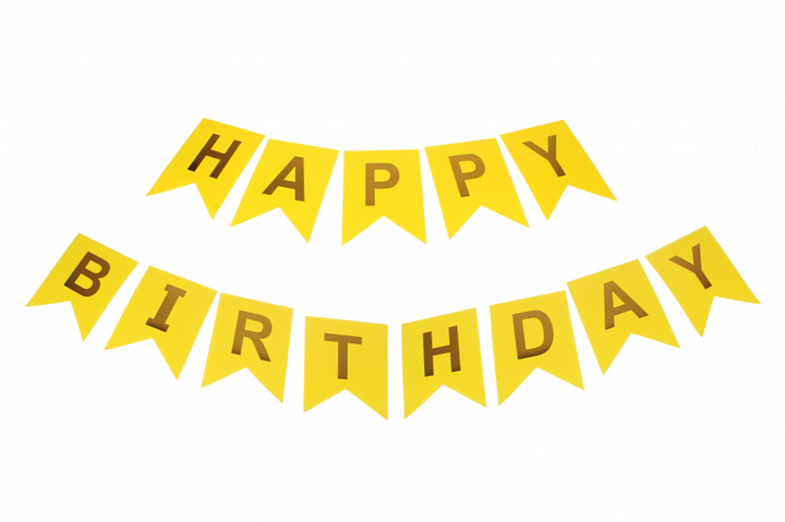 Флажки Бумажные Happy Birthday | Жовтий - Фото 1 Флажки Бумажные Happy Birthday | Жовтий - зображення 1