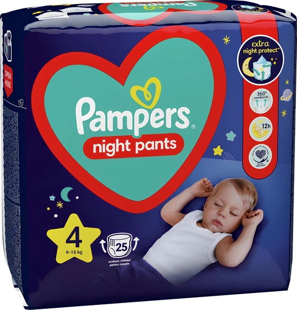 Pieluchomajtki Pampers Night Pants Rozmiar 4 (9-15 kg) 25 szt (8006540234709) - obraz 2