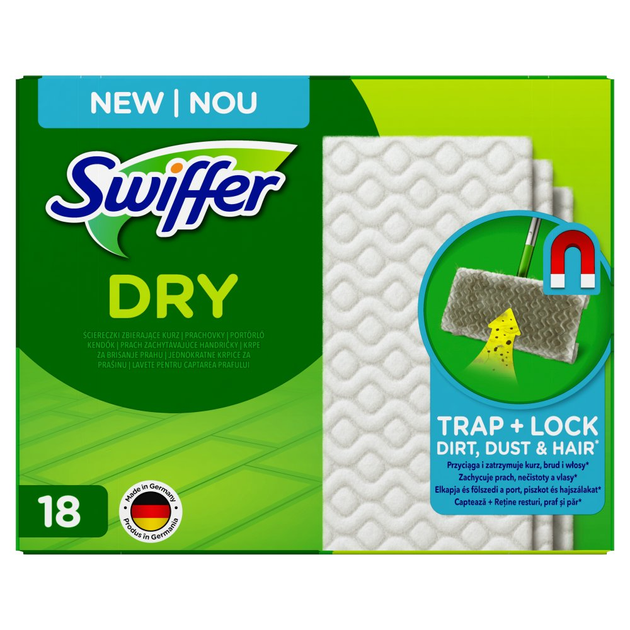 Запасні сухі серветки для підлоги Swiffer Dry 18 шт (8006540307908) - зображення 1