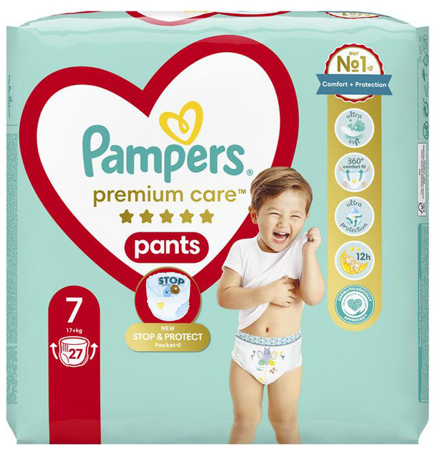 Pieluchomajtki Pampers Premium Care Rozmiar 7 (17+ kg) 27 sztuk (8006540807026) - obraz 1