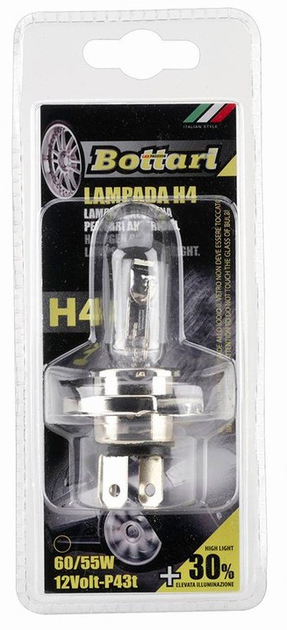 Żarówka samochodowa Bottari Halogenowa H4 P43T 12 V 60 / 55 W (8052194301359) - obraz 2