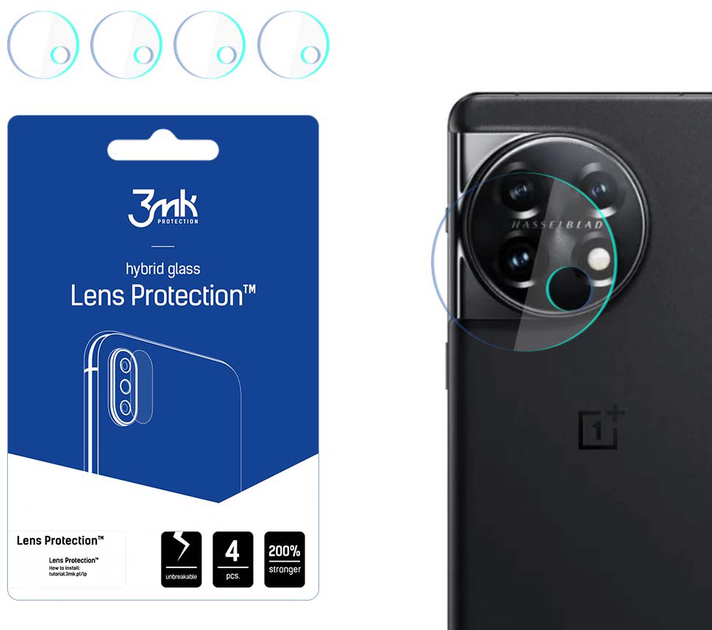 Комплект захисного скла 3MK Lens Protection для камери OnePlus 11 5G 4 шт (5903108515009) - зображення 1