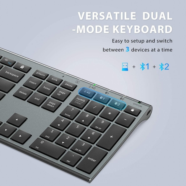 Комплект Беспроводной Клавиатура + Мышь IClever DK03 BT4.2 + 2.4G (DT) Grey - изображение 4