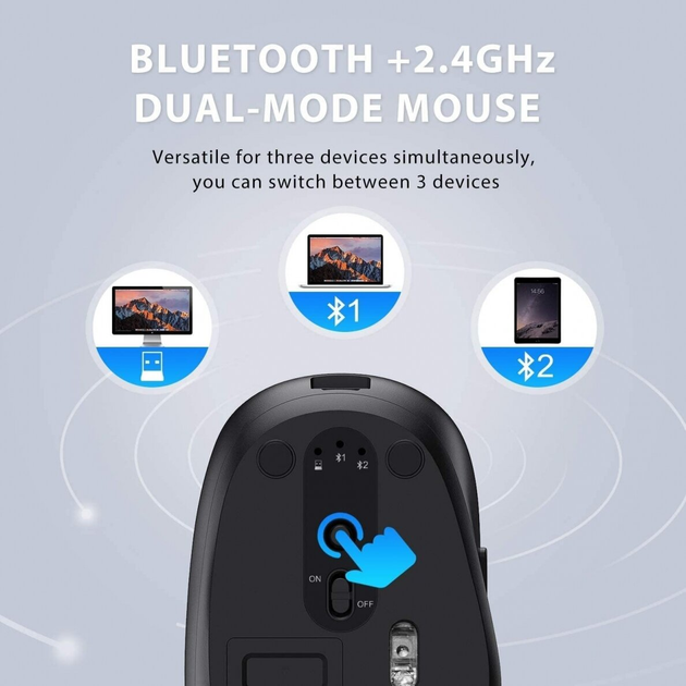 Комплект Беспроводной Клавиатура + Мышь IClever DK03 BT4.2 + 2.4G (DT) Grey - изображение 5