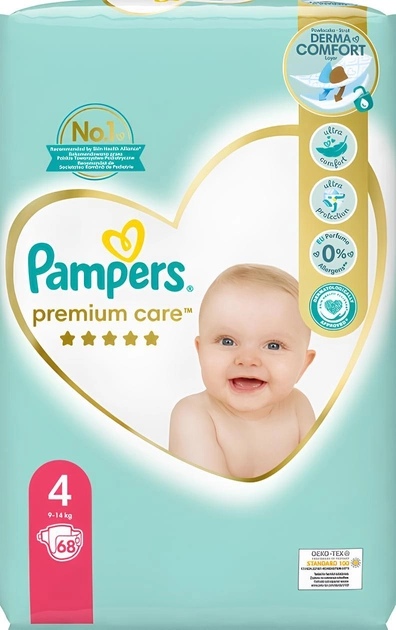 Pieluchy Pampers Premium Care Rozmiar 4 (9-14 kg) 68 szt (8001841104959) - obraz 2
