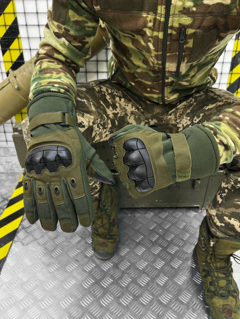 Тактические/военные зимние перчатки с усиленной накладкой Olive/Оливковый (51355) - изображение 1