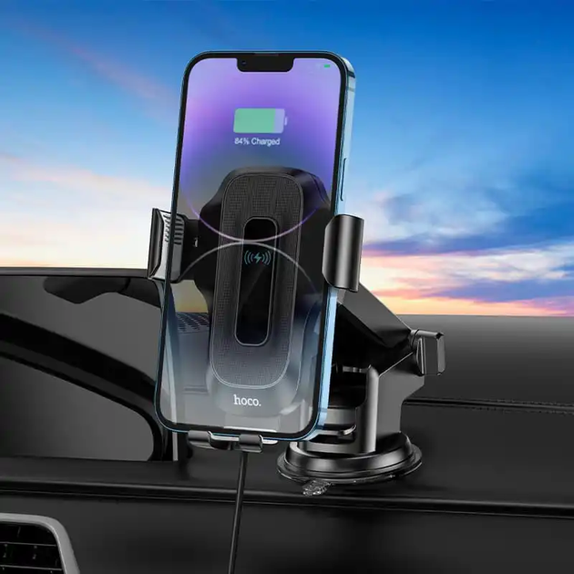 Автотримач для телефона з БЗП HOCO HW3 Wise automatic induction wireless fast charging car holder(center console) Black (6931474791849) - Фото 7 Автотримач для телефона з БЗП HOCO HW3 Wise automatic induction wireless fast charging car holder(center console) Black (6931474791849) - изображение 7