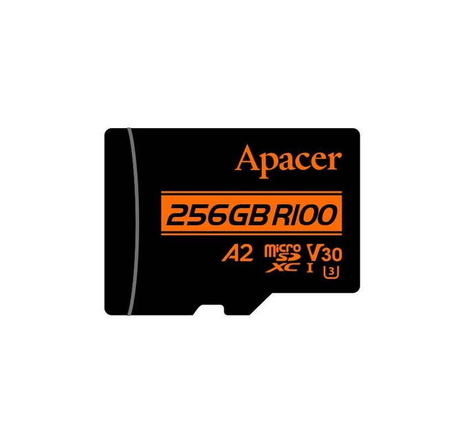 Карта пам'яті microSDXC (UHS-1 U3) Apacer A2 256Gb class 10 V30 (R100MB/s, W80MB/s) (adapter SD) (AP256GMCSX10U8-R) - изображение 2