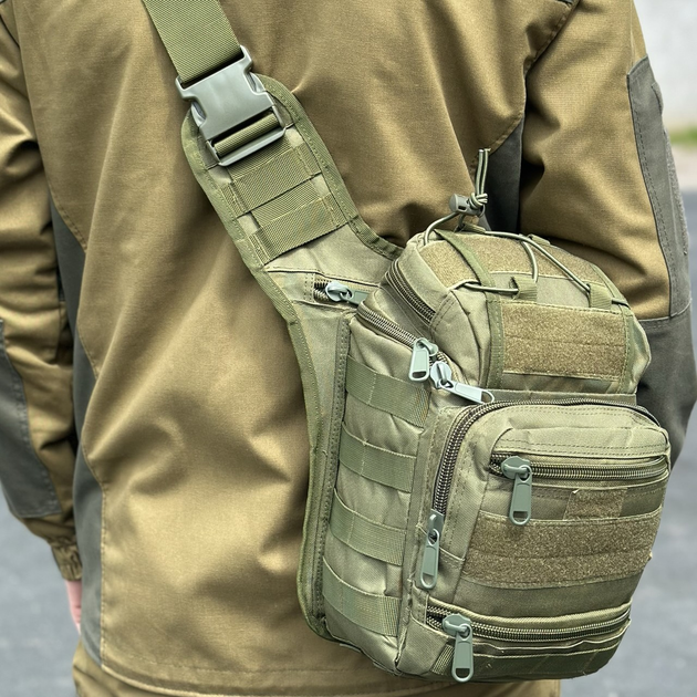 Універсальна тактична сумка на 20 л плечова військова сумка Tactic однолямкова сумка Олива (NB20-olive) - зображення 1