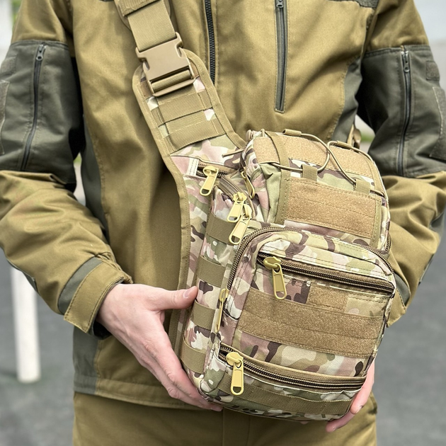 Універсальна тактична сумка на 20 л плечова військова сумка Tactic однолямкова сумка Мультикам (NB20-multicam) - зображення 1