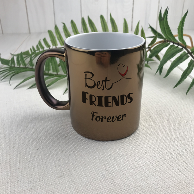 Чашка металік мідна, біла всередині (330 мл) Best friends (13910000000107565) - зображення 3