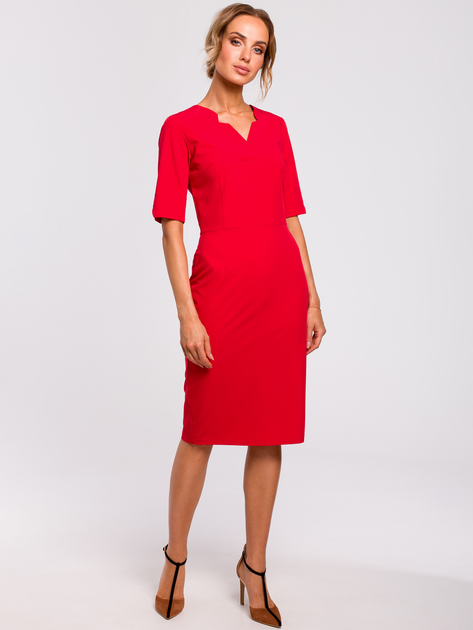 Sukienka ołówkowa damska z rozcięciem Made Of Emotion M455 S Czerwona (5903068454608) - obraz 1