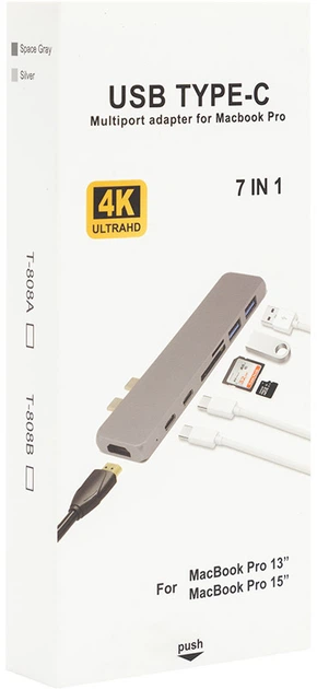USB-хаб PowerPlant Type-C — HDMI 4K, USB 3.0, USB Type-C, SD, microSD Grey (CA911684) - Фото 3 USB-хаб PowerPlant Type-C — HDMI 4K, USB 3.0, USB Type-C, SD, microSD Grey (CA911684) - зображення 3