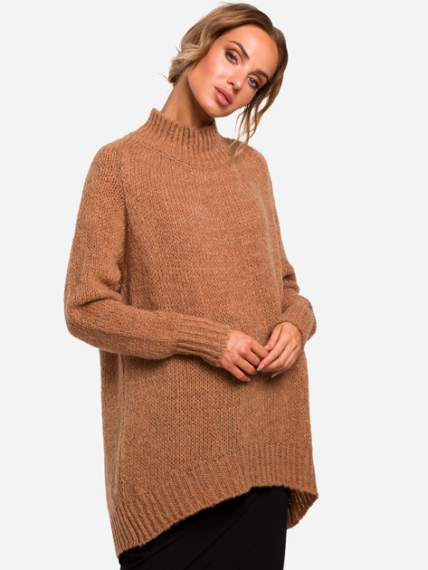 Sweter z golfem damski długi Made Of Emotion M468 L/XL Camel (5903068452048) - obraz 1