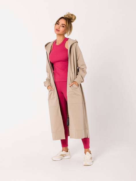 Kardigan damski długi Made Of Emotion M729 2XL/3XL Beżowy (5903887695961) - obraz 3