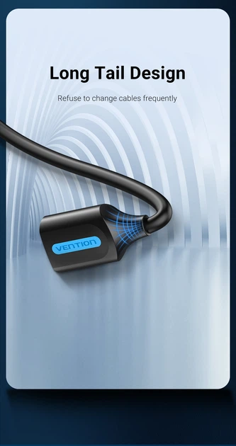 Удлинитель USB-USB 3.0 Vention F/M PVC Round 5Gbps 0.5m Black (CBHBD) - изображение 4