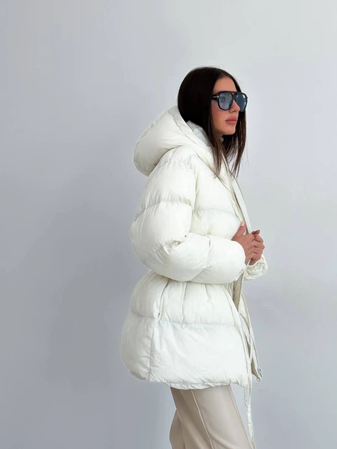 Женская зимняя куртка с затяжками на талии белая L-XL ZF Inspire