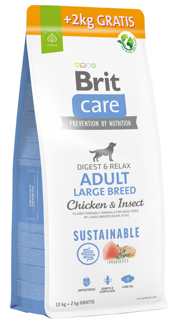 Сухой корм для собак больших пород с курицей и насекомыми Brit Care Dog ...