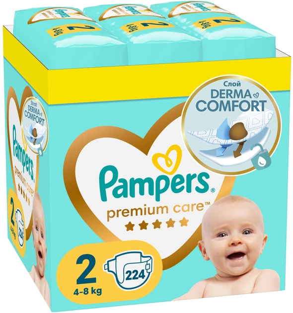 Підгузки Pampers Premium Care Розмір 2 (4-8 кг) 224 шт (8006540855850) - зображення 1