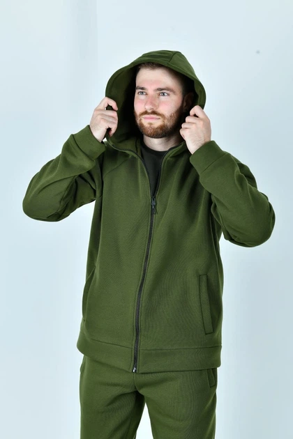 Теплий спортивний костюм Мод.ФЛ-3663 хакі, розмір 60-62 - Фото 5 Теплий спортивний костюм Мод.ФЛ-3663 хакі, розмір 60-62 - зображення 5