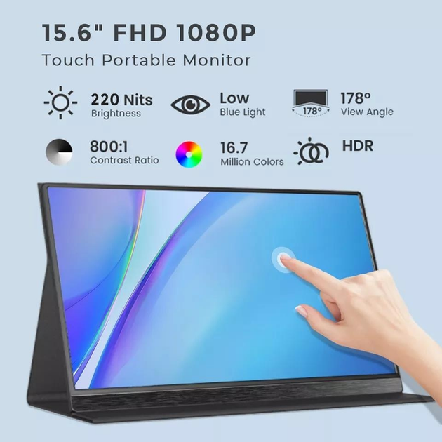 Портативний Сенсорний ультратонкий монітор Sibolan 15.6" FullHD IPS - изображение 2