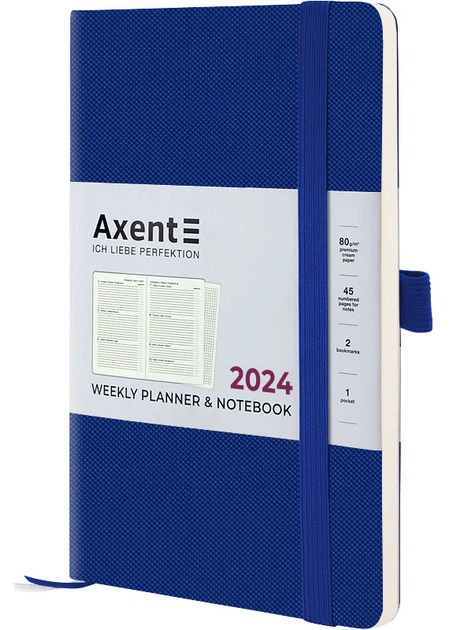 Щотижневик 125*195 AXENT 2024 Partner Soft Diamond синій (8518-24-02-A) - изображение 2