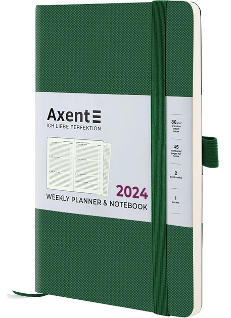 Щотижневик 125*195 AXENT 2024 Partner Soft Diamond смарагдовий (8518-24-55-A) - Фото 2 Щотижневик 125*195 AXENT 2024 Partner Soft Diamond смарагдовий (8518-24-55-A) - изображение 2