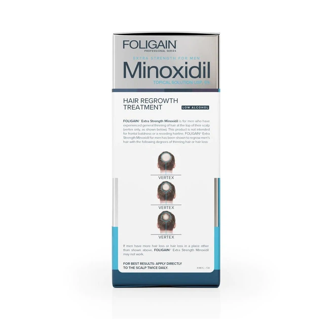 Foligain Minoxidil 5% лосьйон від випадіння та для росту волосся з низьким вмістом спирту (1 флакон 60 мл) - зображення 2