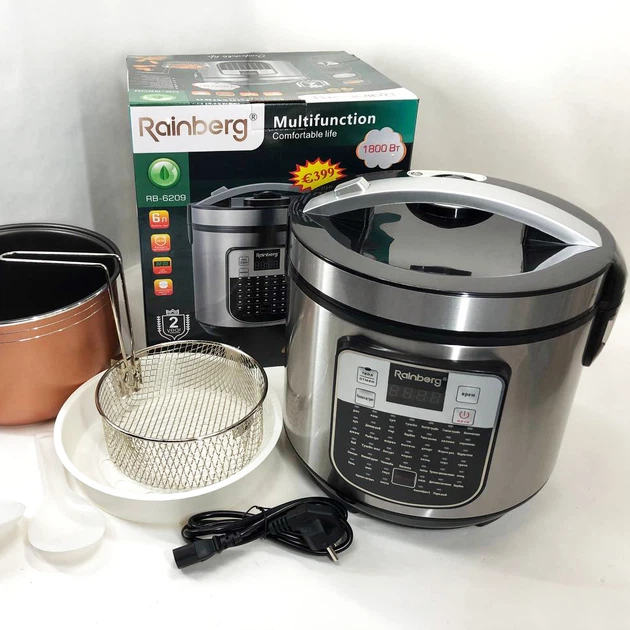 Мультиварка пароварка Rainberg RB-6209 45 программ 6л 1000W, Сенсорная мультиварка рисоварка - Фото 10 Мультиварка пароварка Rainberg RB-6209 45 программ 6л 1000W, Сенсорная мультиварка рисоварка - изображение 10