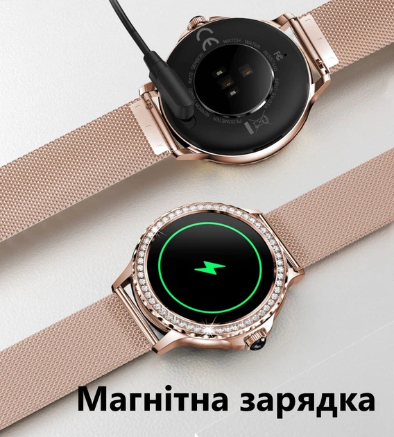 Смарт часы Smart New X-tal Plus Женские Прием звонков Пульсометр Счетчик калорий Шагомер Gold - изображение 9