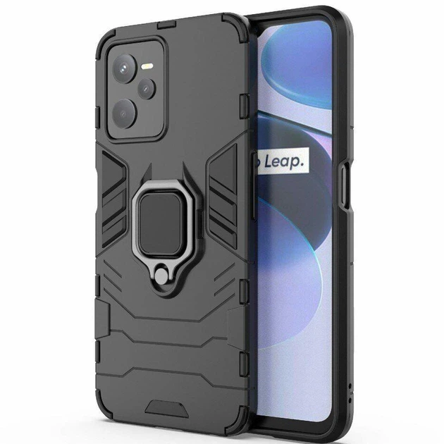 Чехол Fiji Ring для Realme C35 бронированный бампер с кольцом подставкой черный - Фото 2 Чехол Fiji Ring для Realme C35 бронированный бампер с кольцом подставкой черный - изображение 2