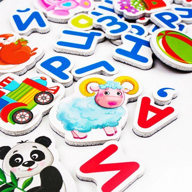 Розвивающая азбука с магнитной досточкой Vladi Toys 93 магнита, 16 карточек VT 5412-01 - изображение 3