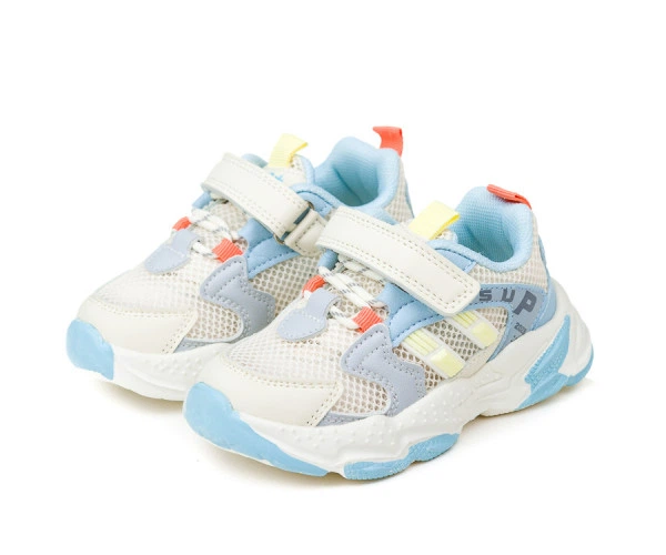 Кроссовки Fashion 9051-8 бежево-блакитні (22-27) Белый 22 - изображение 4