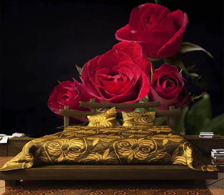 3D Фото Обои PHOTODECOR "Алые розы на черном фоне" - изображение 5